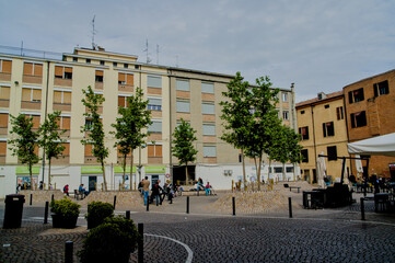 The narrow streets of the city of Ferrara (Emilia Romagna, Italy)