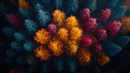 Obraz premium Autumn forest canopy view