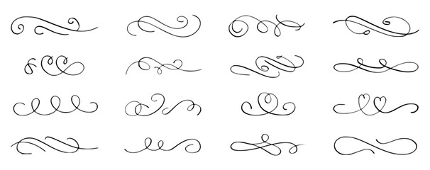 Hand Drawn Decorative Flourish and Swirl Element Set
