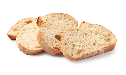 Pieces of fresh bread isolated on white