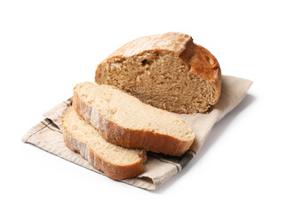 Pieces of fresh bread isolated on white