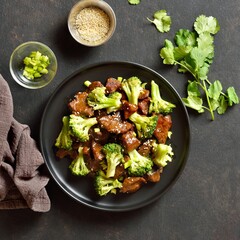 Beef with broccoli in asian style