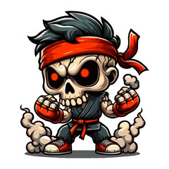 Cartoon Skeleton Fighter with Glowing Eyes