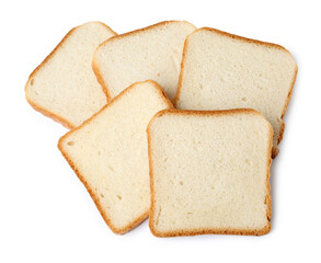 Piece of fresh toast bread isolated on white, top view