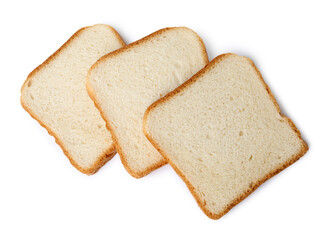 Piece of fresh toast bread isolated on white, top view