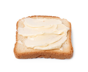 Tasty toast bread with butter isolated on white