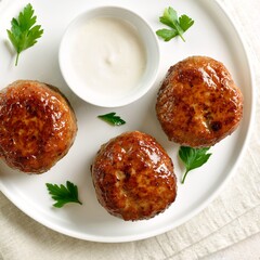 Minced pork and beef cutlets served with sauce