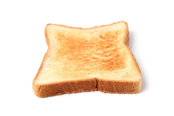 Slice of tasty toasted bread isolated on white