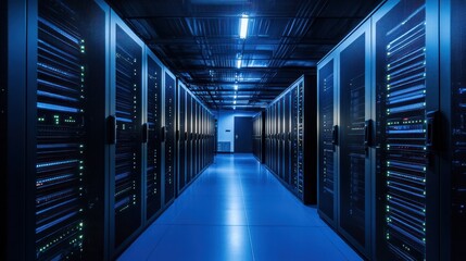 Fototapeta premium Server rack hallway in a data center