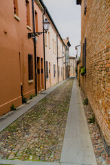 The narrow streets of the city of Ferrara (Emilia Romagna, Italy)