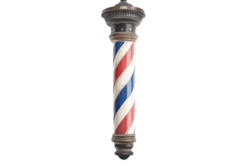 Barber pole with stripes isolated on transparent background