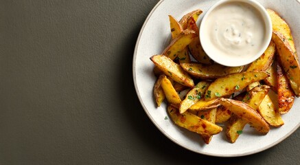 Potato wedges with sauce