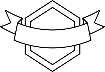 Clean outline ribbon badge in vector style. Perfect for logos, labels, banners, or frames in minimalist projects, vintage-style branding, packaging, and custom messages.