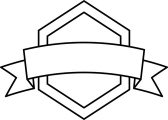 Clean outline ribbon badge in vector style. Perfect for logos, labels, banners, or frames in minimalist projects, vintage-style branding, packaging, and custom messages.