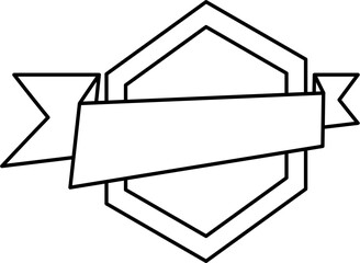 Clean outline ribbon badge in vector style. Perfect for logos, labels, banners, or frames in minimalist projects, vintage-style branding, packaging, and custom messages.