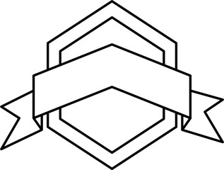 Clean outline ribbon badge in vector style. Perfect for logos, labels, banners, or frames in minimalist projects, vintage-style branding, packaging, and custom messages.