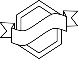 Clean outline ribbon badge in vector style. Perfect for logos, labels, banners, or frames in minimalist projects, vintage-style branding, packaging, and custom messages.