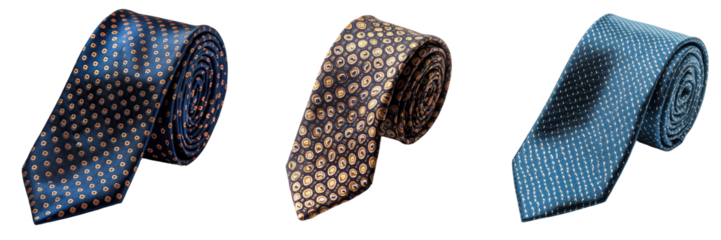 Set of Elegant Ties with Dotted Patterns in Various Colors Isolated on Transparent Background