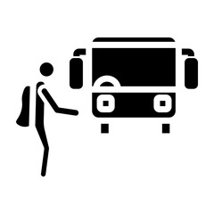 Travel By Bus  Vector Glyph Icon Design