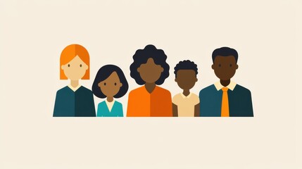 Fototapeta premium Minimal illustration of diverse people showing cultural and racial representation.
