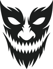 Spooky Flat Black Mask with Angular Features