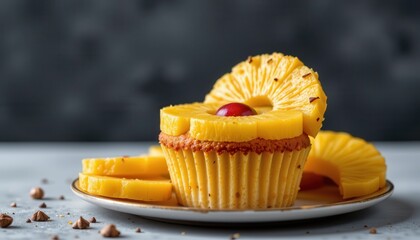 Pineapple cupcake on a plate