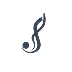 Obraz premium Elegant abstract symbol representing music or a stylized initial letter 'S' with a circular element.