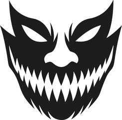 Wicked Halloween Face Silhouette Vector