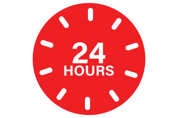 24 hours icon, 24 h vector on white background.