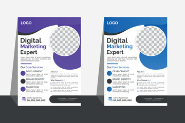 Corporate Flyer Template Design | Business Flyer Design with Blue and Purple Gradient 