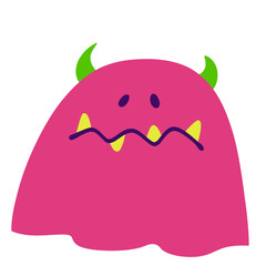 Cute Red Cartoon Monster with Horns and Fangs – Vector Character Illustration