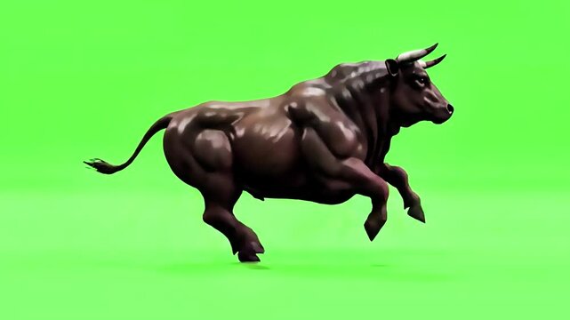 black bull running on green screen stock footage HD video premium quality 