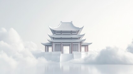 Fototapeta premium Tranquil Asian Pagoda on Clouds
