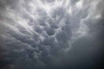 Moody Sky With Mammatus Cloud Buildup Before Thunderstorm