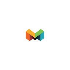 Colorful 3D Letter M  or W Logo for Construction Brands