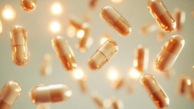 Capsulas de rem&Atilde;&copy;dio, comprimidos flutuando no ar, isolados em fundo branco. Medicamentos, m&Atilde;&copy;dicos, receitas, placebo. Cura para doen&Atilde;&sect;as.