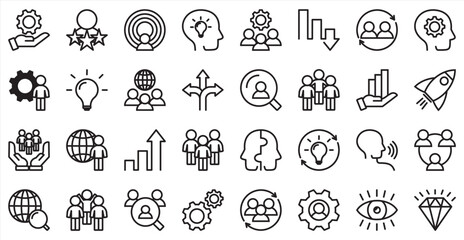 Business and management line icons set design. Management finance icon web collection. Vector illustraton