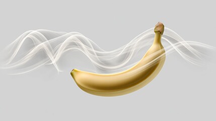 A Surreal Fine Art Composition of a Banana Surrounded by Enigmatic White Smoke in a Minimalist Setting