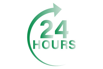24 hours icon, 24 h vector on white background.