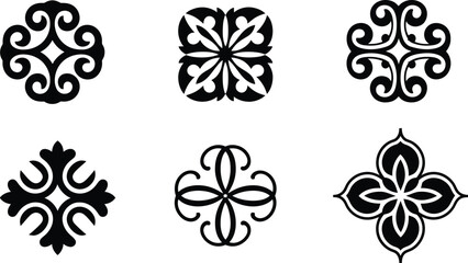 Floral Symmetric Vector Pattern Set 