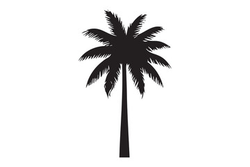 Obraz premium Minimalist palm tree silhouette vector isolated outline icon on white background 
