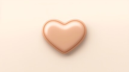 Fototapeta premium Smooth Beige Heart Shape on Soft Cream Background for Love Theme