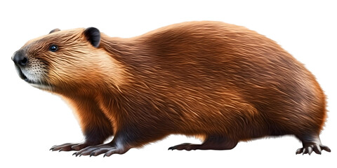 Fototapeta premium Photo of a Brown Beaver Isolated on a Transparent Background for Ecology or Wildlife Theme