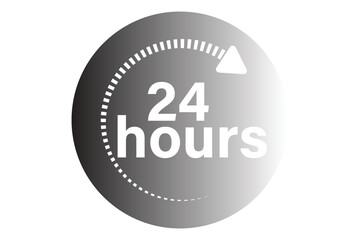 24 hours icon, 24 h vector on white background.
