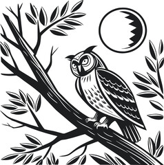 Printeye, owl, silhouette, wildlife, wing, bird, illustration, isolated, wild, animal