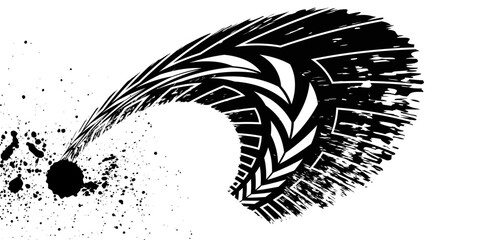 Auto tire tread grunge element. Car and motorcycle tire pattern, wheel tyre tread track. Black tyre print.
