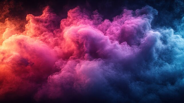 Colorful clouds merge and swirl, creating a mesmerizing display of vibrant hues at dusk