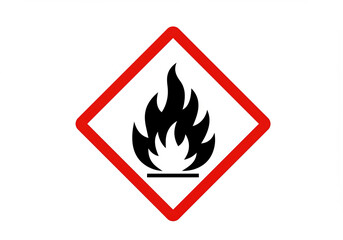 fire flame symbol red diamond triangle white industrial chemical hazard