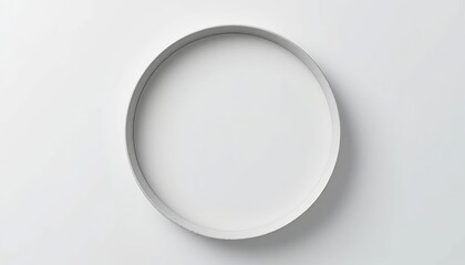 Minimalist circular design studio digital artwork white background top view conceptual aesthetics for modern interiors