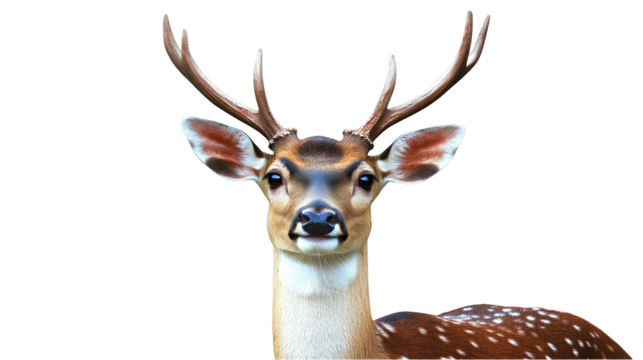 Photorealistic Portrait Of A Spotted Deer Isolated On Transparent Background